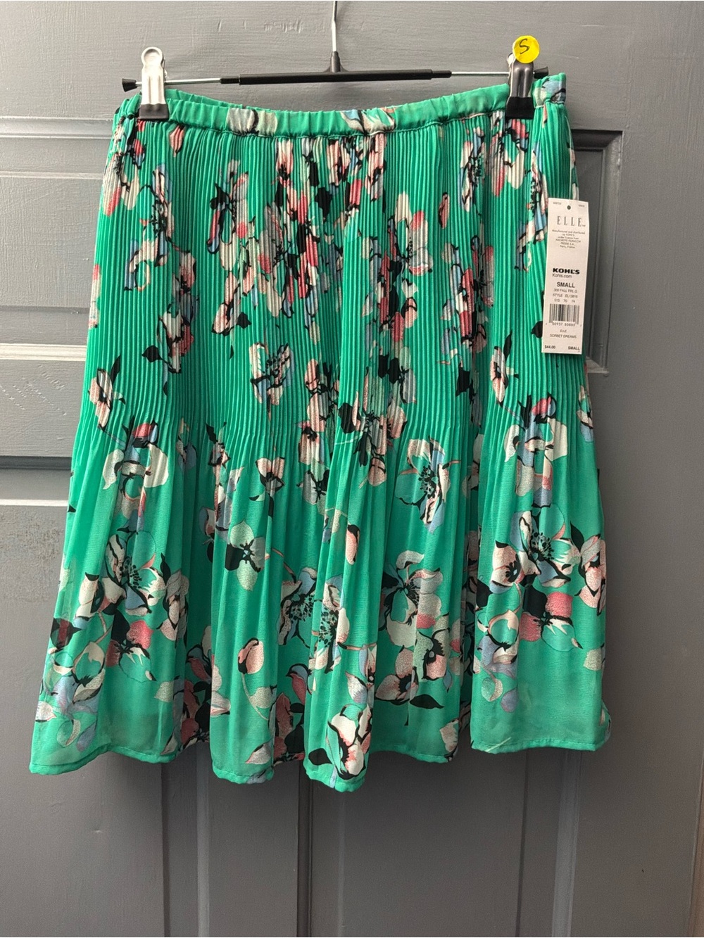 Elle Teal Floral Pleated Skater Skirt